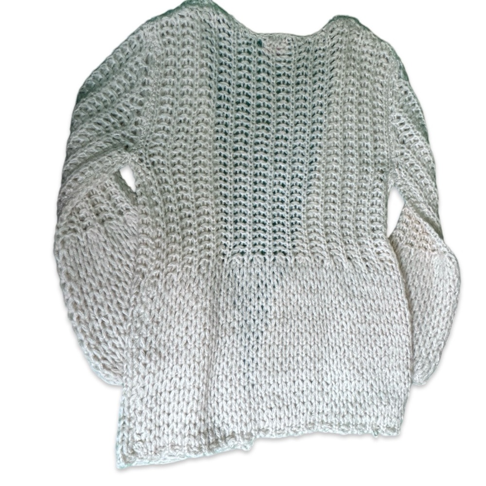 PINK LILY Women's Open Front Ivory Loose Weave Cardigan - Picture 4 of 7